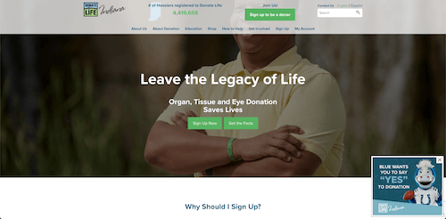 Portfolio Site Donate Life Indiana